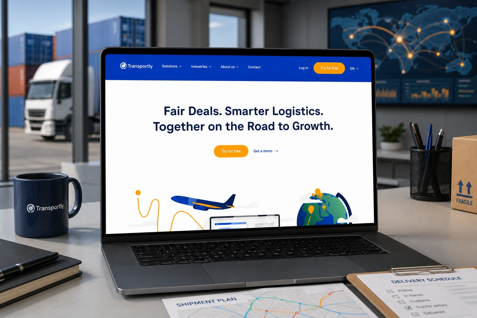 A marketing site for a logistics platform